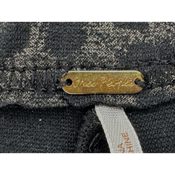 Free People Leopard Print Pants Womens Medium Black Pull On Stretch Yoga Casual - Picture 5 of 11